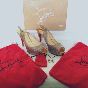 CHRISTIAN LOUBOUTIN N PRIVE 100 GLITTER MINI/SPECCHIO HEEL/TOE Size 41